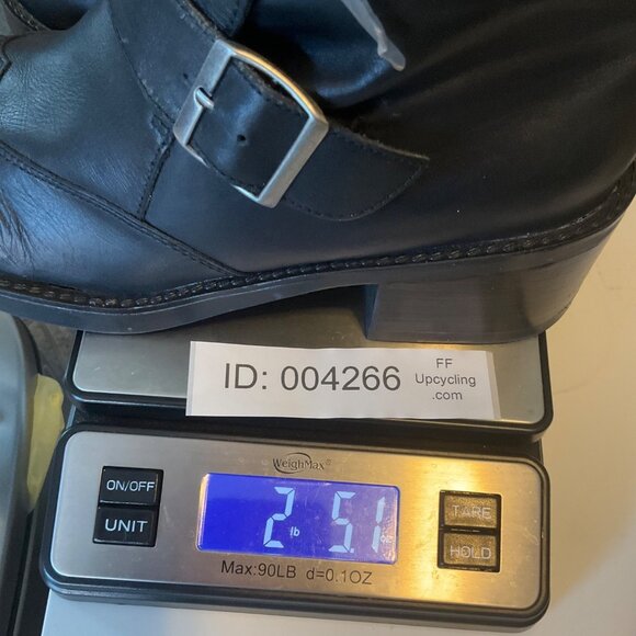 9&Co. Womens 9.5 Black Leather Chunky Ankle Boots Wingtip Buckle Goth Grunge - Picture 12 of 12